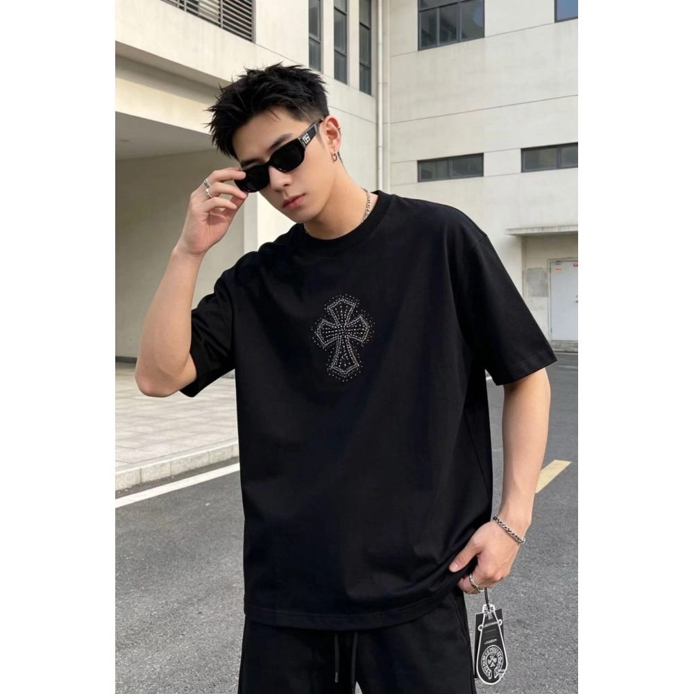 Chrome Hearts Rhinestone Cross Short Sleeve 154
