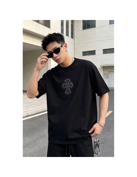 Chrome Hearts Rhinestone Cross Short Sleeve 154