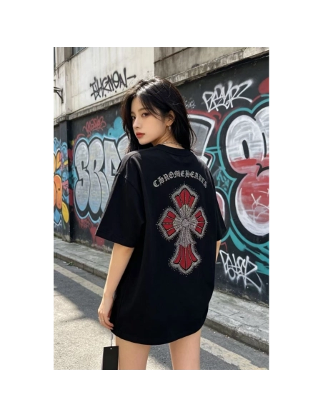 Chrome Hearts Rhinestone Cross Short Sleeve 154