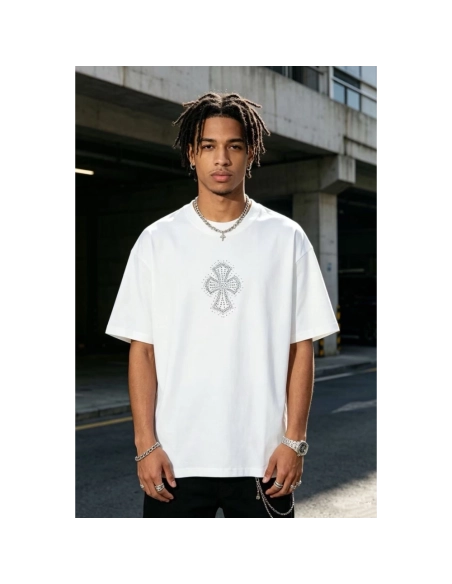 Chrome Hearts Rhinestone Cross Short Sleeve 155