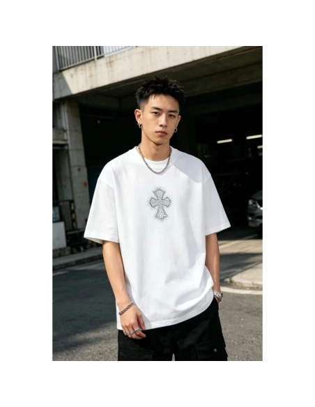 Chrome Hearts Rhinestone Cross Short Sleeve 155