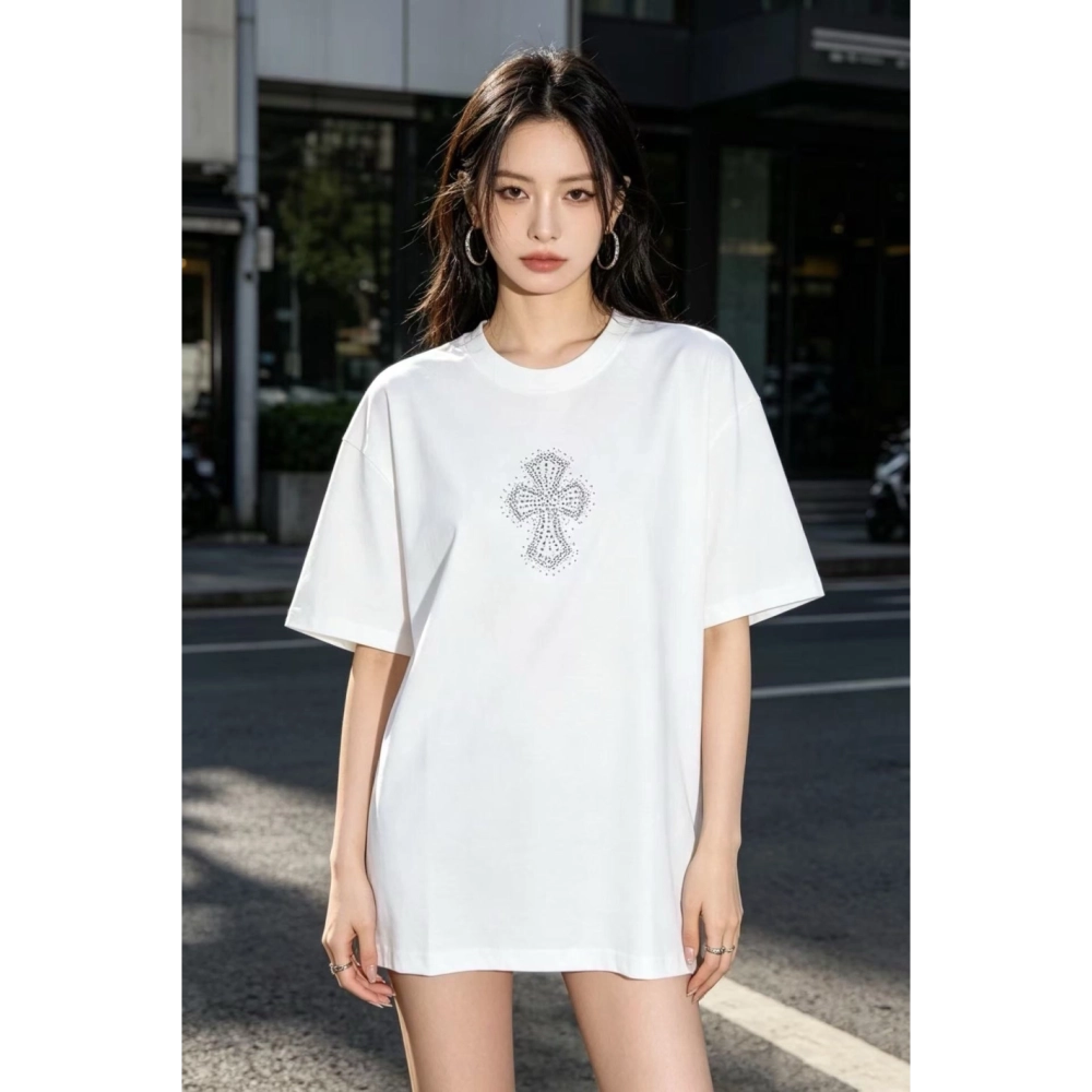 Chrome Hearts Rhinestone Cross Short Sleeve 155