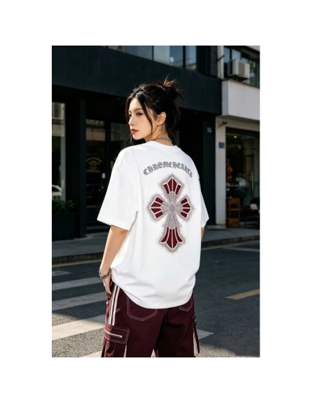 Chrome Hearts Rhinestone Cross Short Sleeve 155