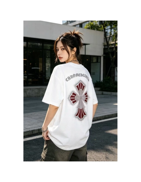 Chrome Hearts Rhinestone Cross Short Sleeve 155