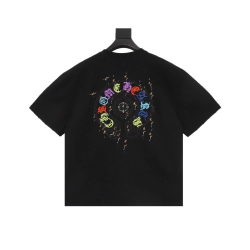 Chrome Hearts Colorful Horseshoe Patch Embroidery Short Sleeve 166