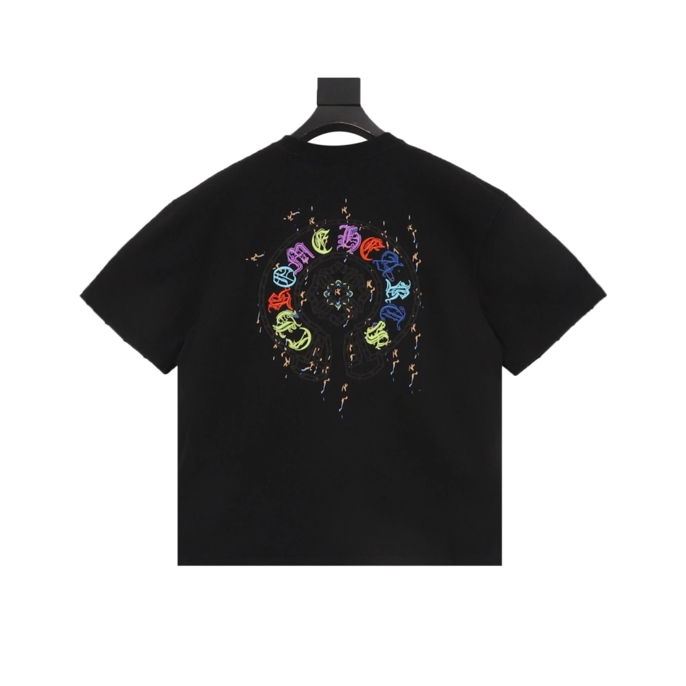 Chrome Hearts Colorful Horseshoe Patch Embroidery Short Sleeve 166