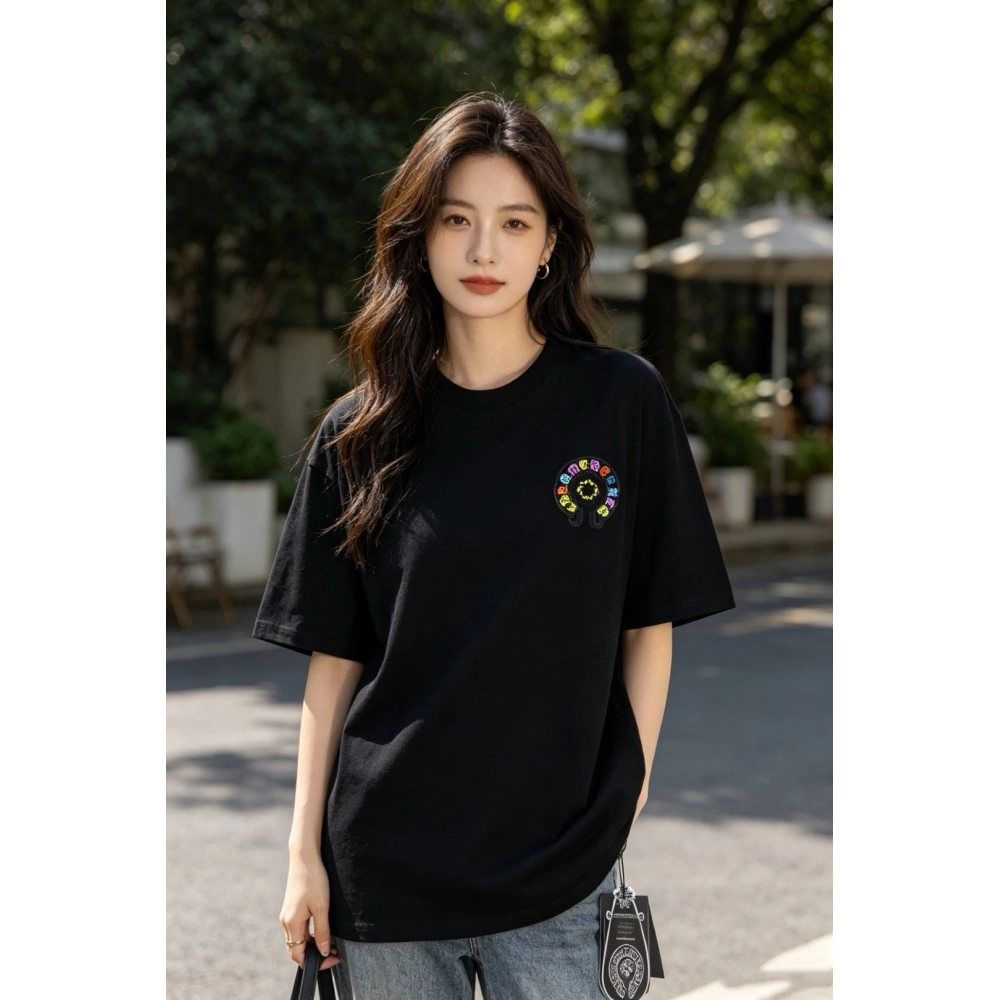 Chrome Hearts Colorful Horseshoe Patch Embroidery Short Sleeve 166