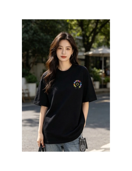 Chrome Hearts Colorful Horseshoe Patch Embroidery Short Sleeve 166