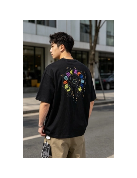 Chrome Hearts Colorful Horseshoe Patch Embroidery Short Sleeve 166