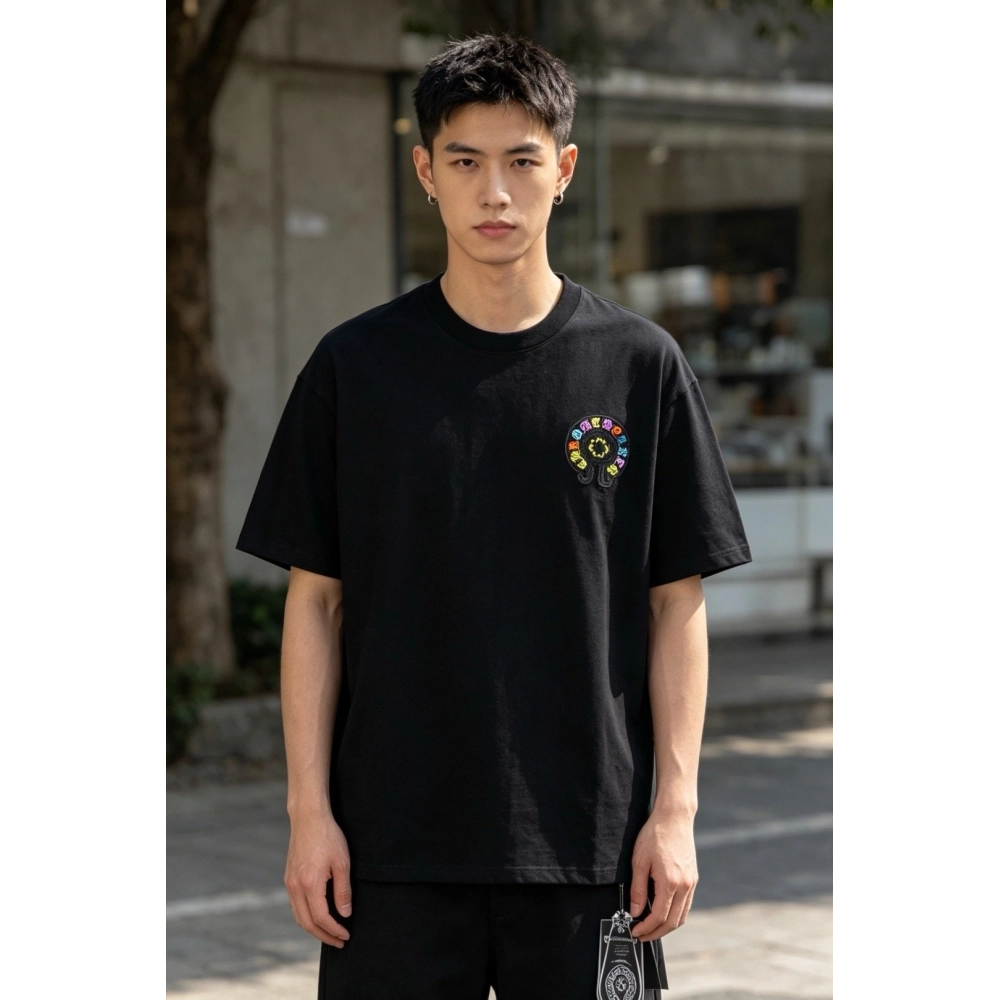 Chrome Hearts Colorful Horseshoe Patch Embroidery Short Sleeve 166