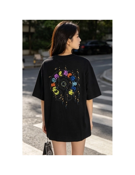 Chrome Hearts Colorful Horseshoe Patch Embroidery Short Sleeve 166