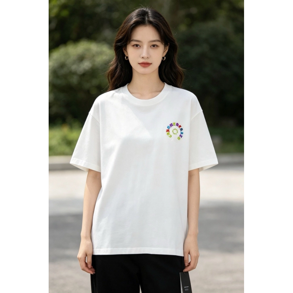 Chrome Hearts Colorful Horseshoe Patch Embroidery Short Sleeve 167