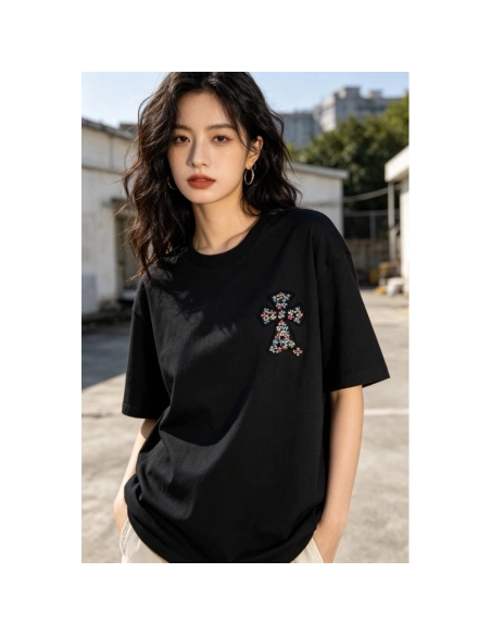 Chrome Hearts Colorful Cross Patch Embroidery Short Sleeve 168