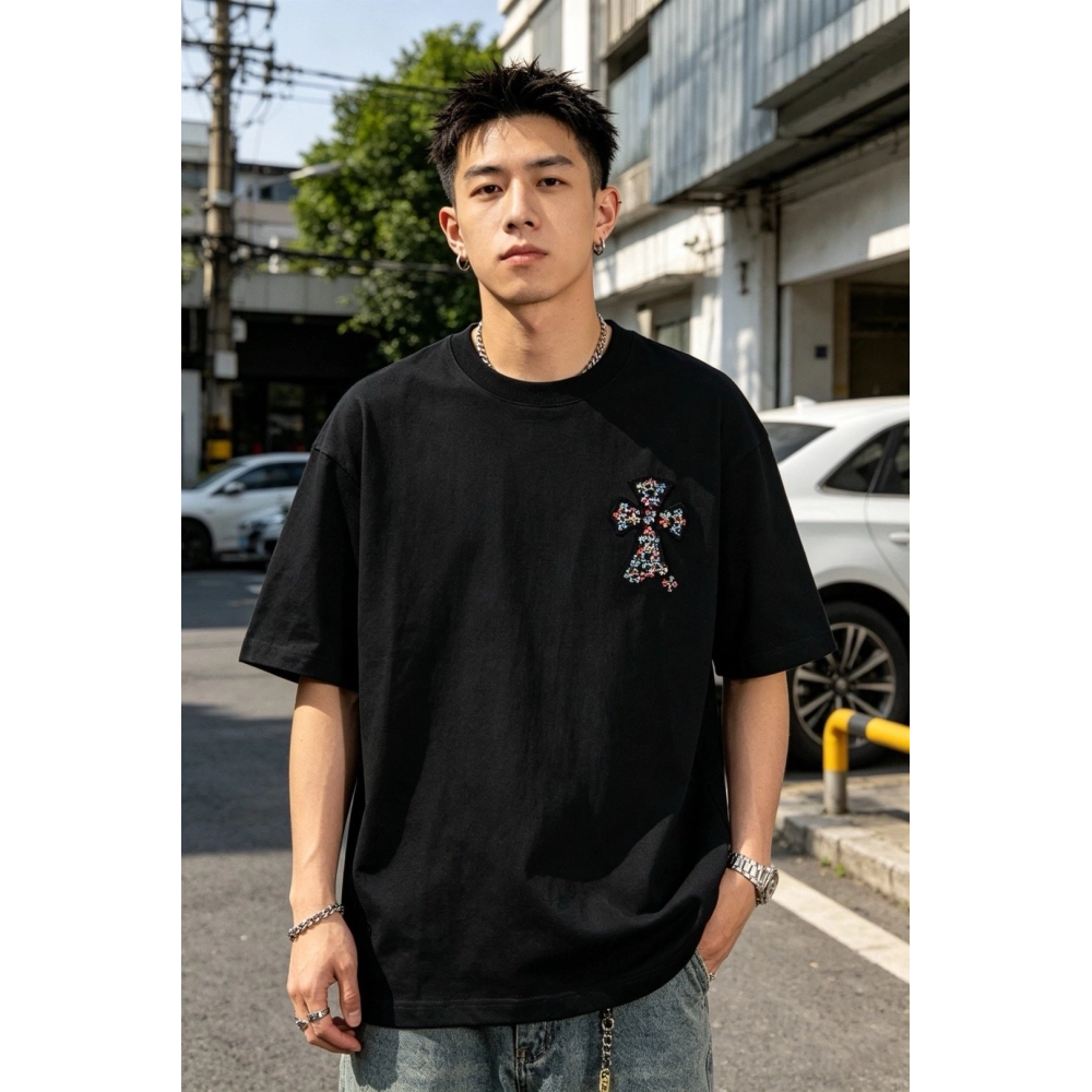 Chrome Hearts Colorful Cross Patch Embroidery Short Sleeve 168