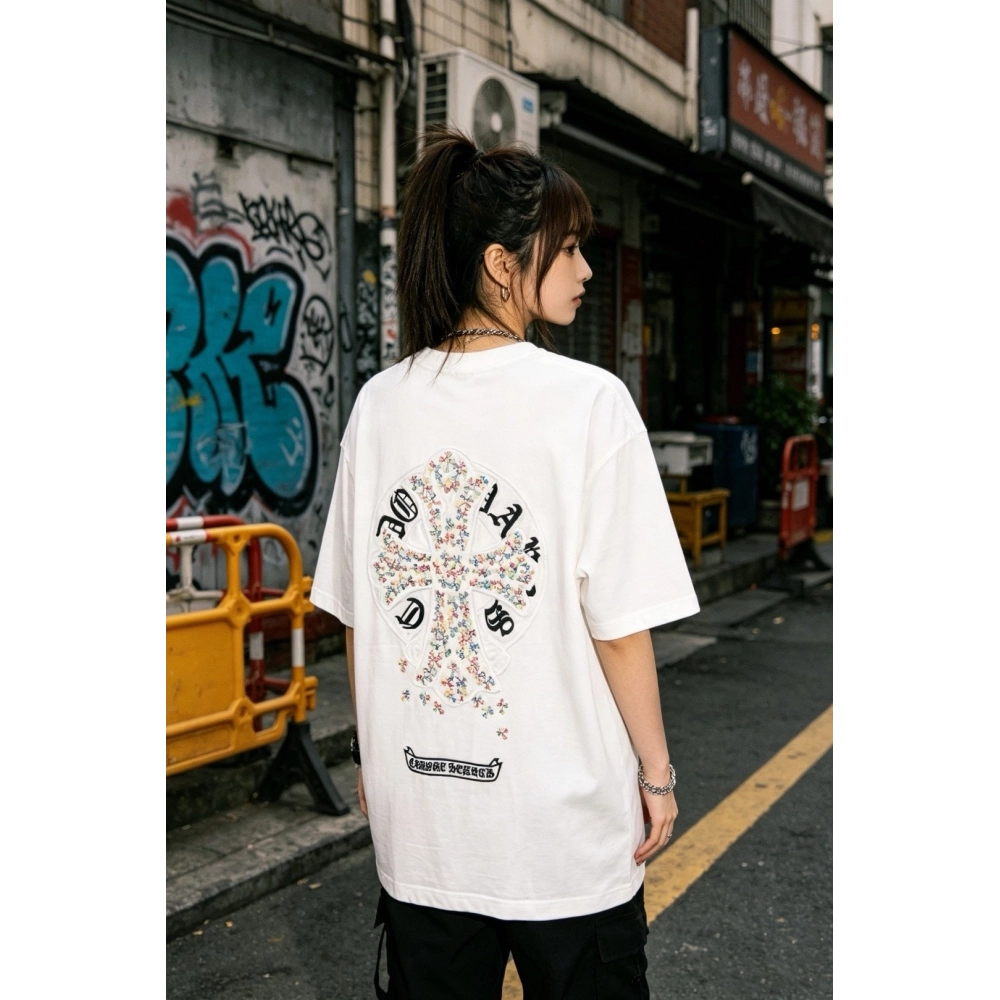 Chrome Hearts Colorful Cross Patch Embroidery Short Sleeve 169