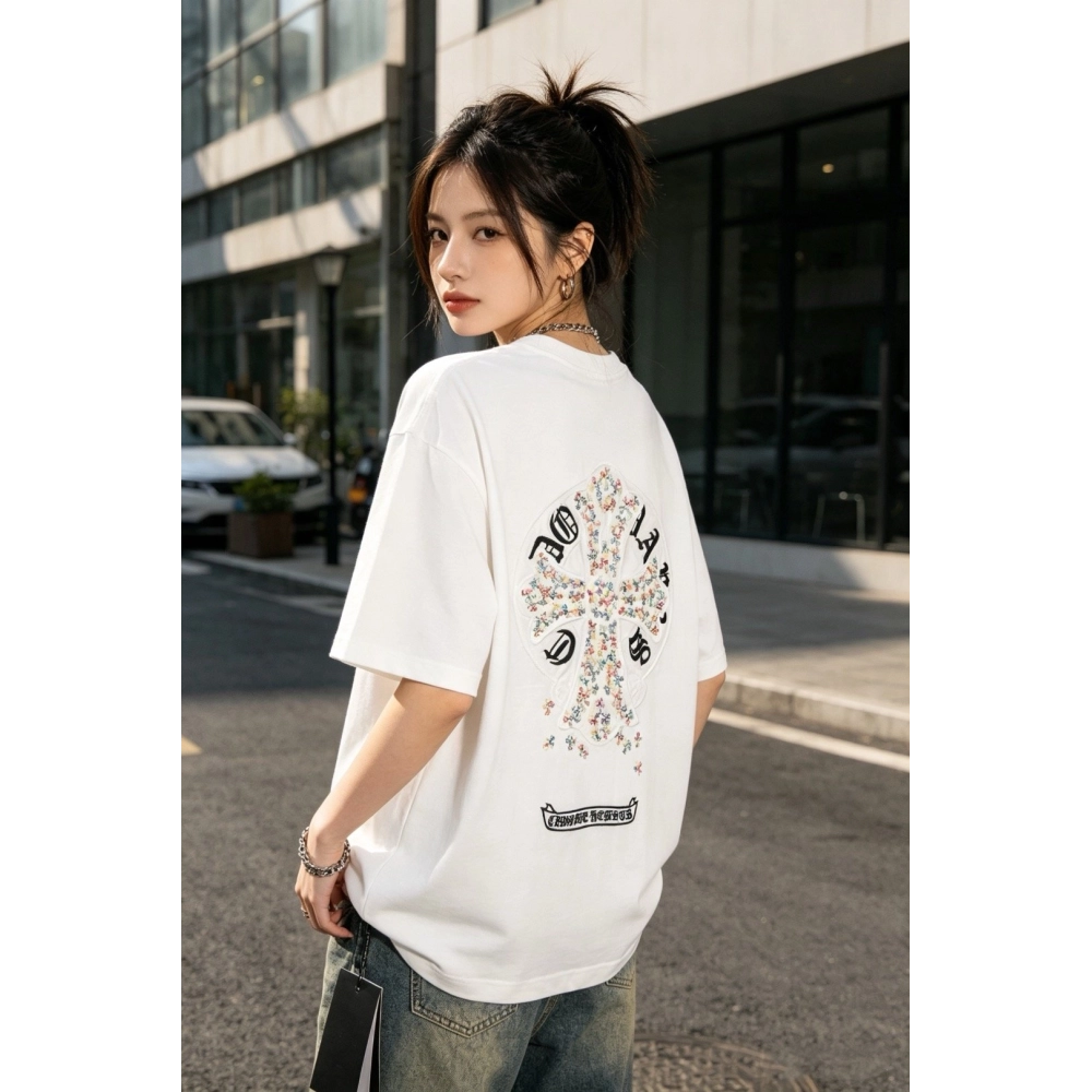 Chrome Hearts Colorful Cross Patch Embroidery Short Sleeve 169