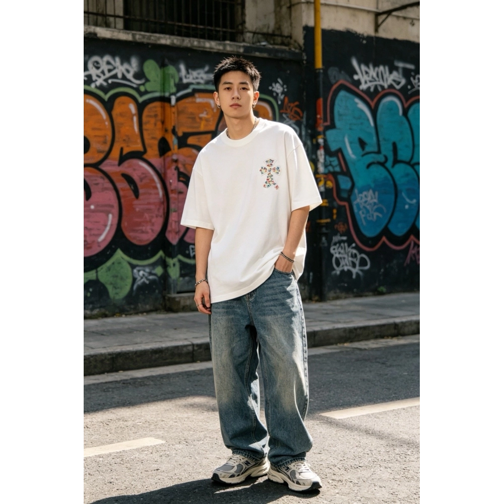 Chrome Hearts Colorful Cross Patch Embroidery Short Sleeve 169