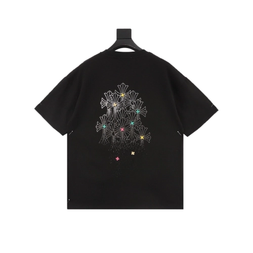 Chrome Hearts Cross Rhinestone Short Sleeve 176