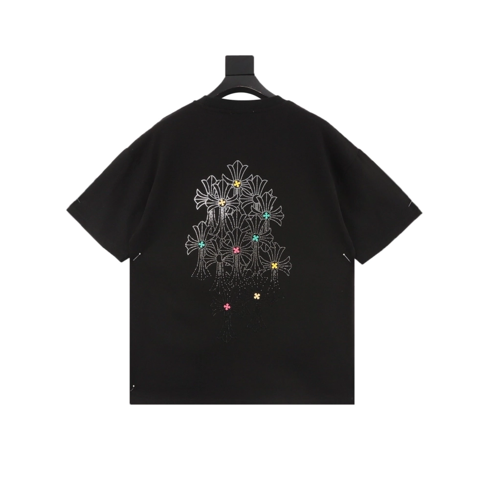 Chrome Hearts Cross Rhinestone Short Sleeve 176