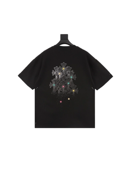 Chrome Hearts Cross Rhinestone Short Sleeve 176