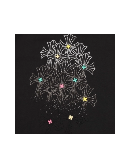 Chrome Hearts Cross Rhinestone Short Sleeve 176