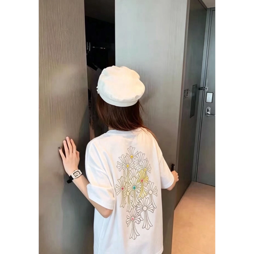 Chrome Hearts Cross Rhinestone Short Sleeve 177