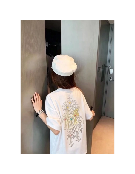 Chrome Hearts Cross Rhinestone Short Sleeve 177