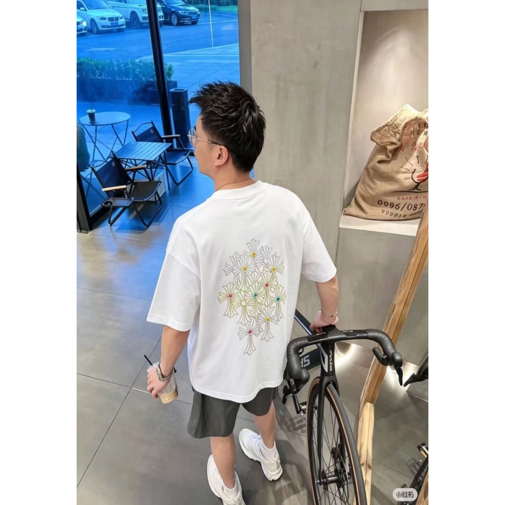 Chrome Hearts Cross Rhinestone Short Sleeve 177