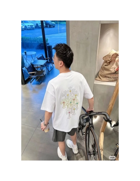 Chrome Hearts Cross Rhinestone Short Sleeve 177