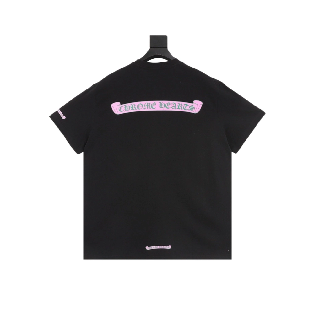 Chrome Hearts Pink & Green Sanskrit Scroll Print Short Sleeve 192