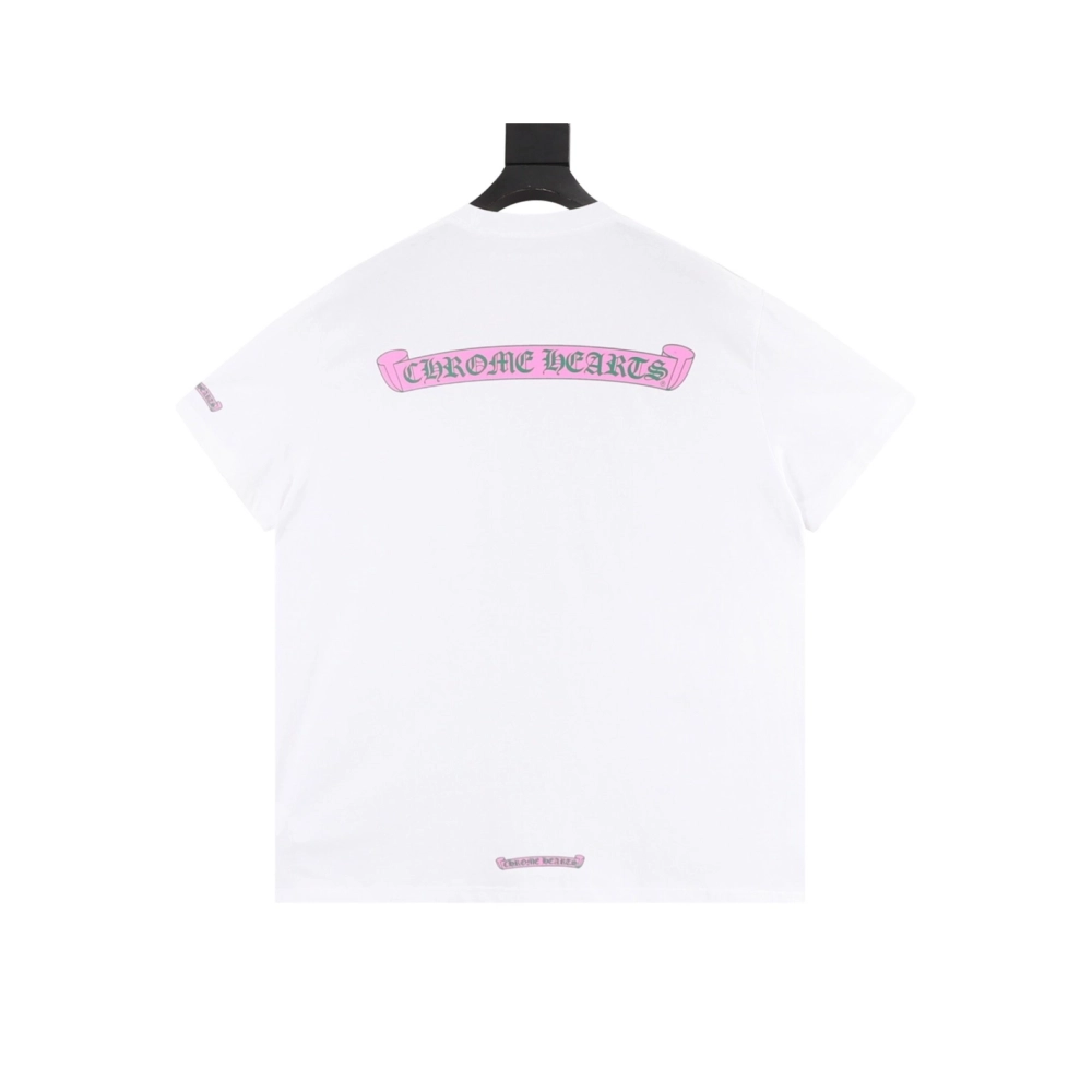 Chrome Hearts Pink & Green Sanskrit Scroll Print Short Sleeve 193
