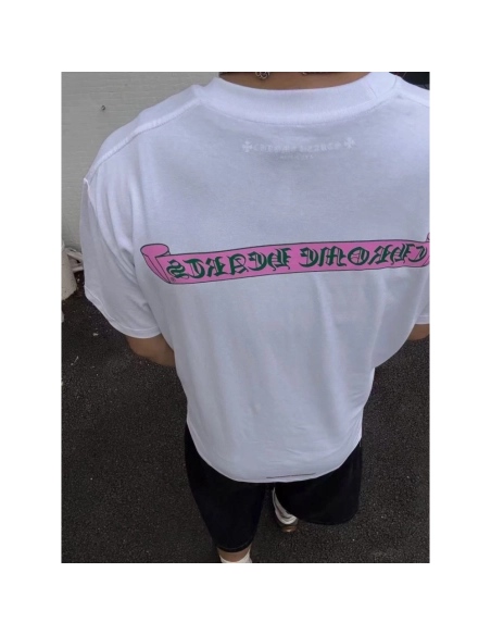 Chrome Hearts Pink & Green Sanskrit Scroll Print Short Sleeve 193