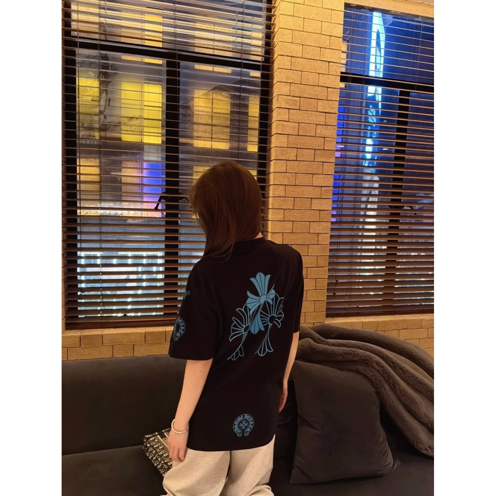 Chrome Hearts Blue Cross Print Short Sleeve 197