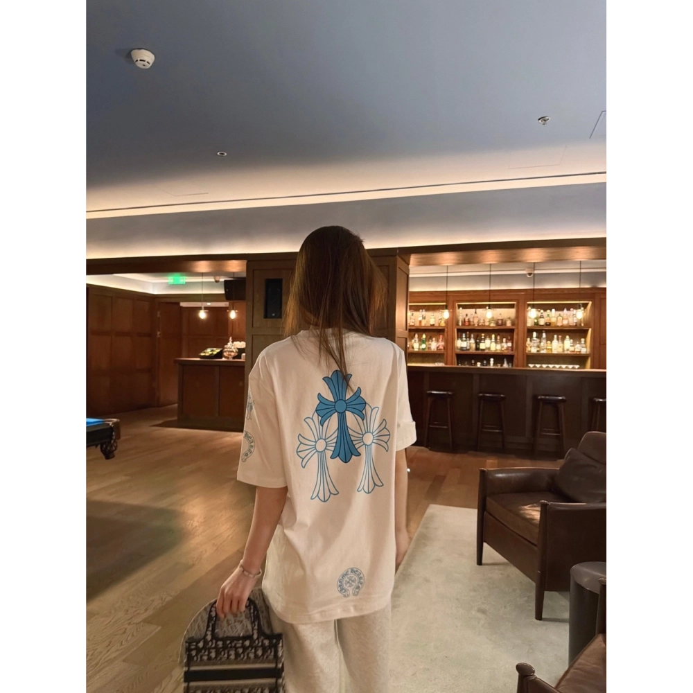 Chrome Hearts Blue Cross Print Short Sleeve 198