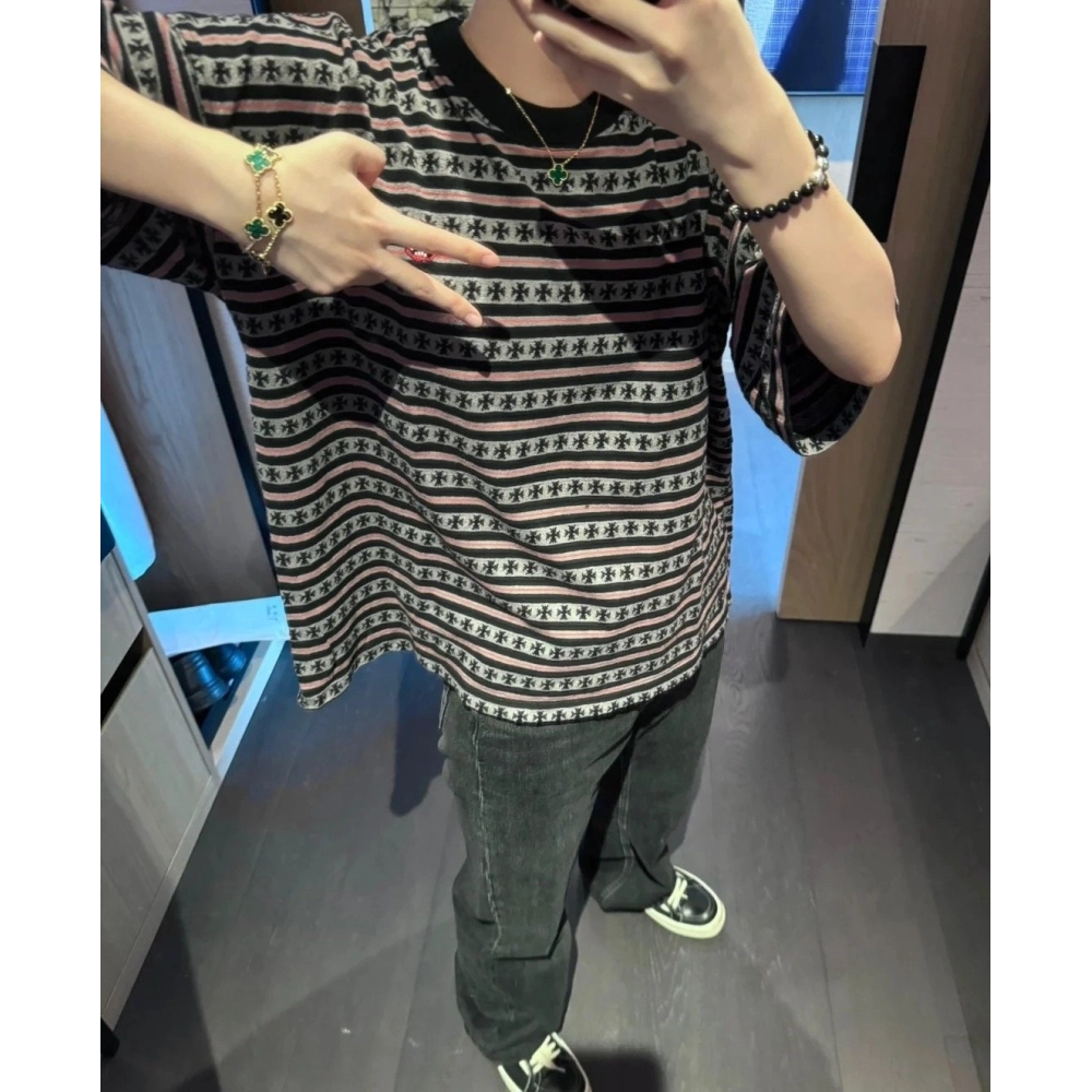 Chrome Hearts All-Over Cross Yarn-Dye Short Sleeve 201