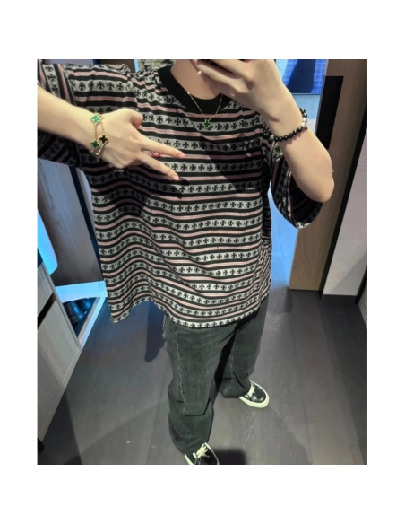 Chrome Hearts All-Over Cross Yarn-Dye Short Sleeve 201