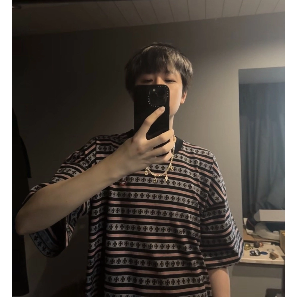 Chrome Hearts All-Over Cross Yarn-Dye Short Sleeve 201