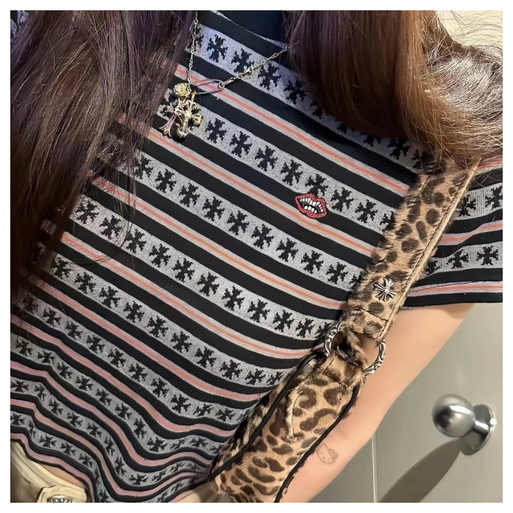 Chrome Hearts All-Over Cross Yarn-Dye Short Sleeve 201