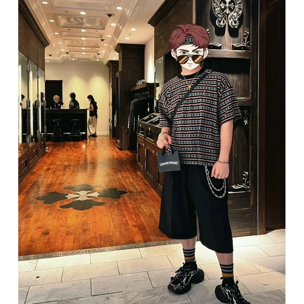 Chrome Hearts All-Over Cross Yarn-Dye Short Sleeve 201