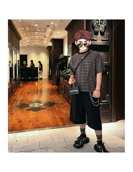 Chrome Hearts All-Over Cross Yarn-Dye Short Sleeve 201