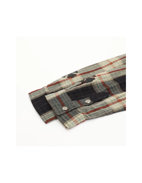 Chrome Hearts Leather Patch Plaid Long Sleeve Shirt 204