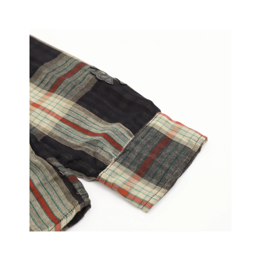 Chrome Hearts Leather Patch Plaid Long Sleeve Shirt 204
