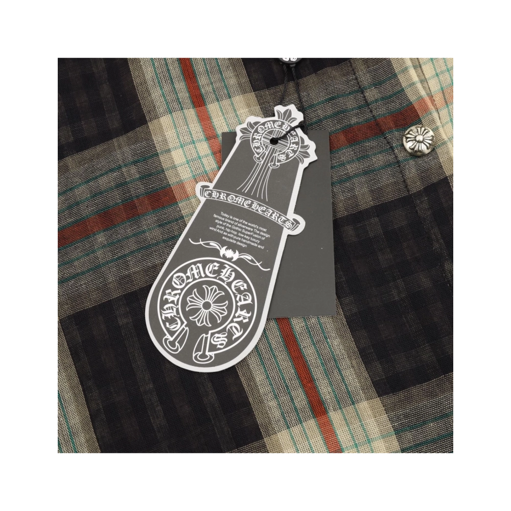 Chrome Hearts Leather Patch Plaid Long Sleeve Shirt 204