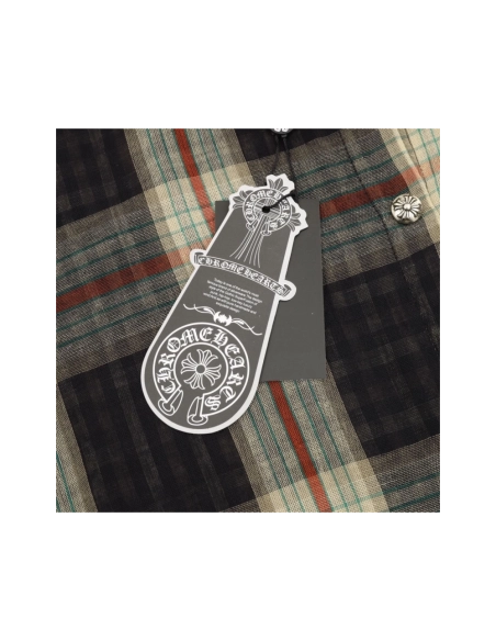 Chrome Hearts Leather Patch Plaid Long Sleeve Shirt 204