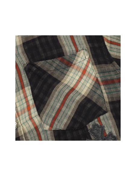 Chrome Hearts Leather Patch Plaid Long Sleeve Shirt 204