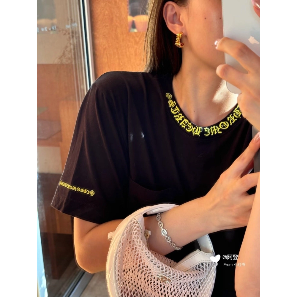 Chrome Hearts Collar Button Letter Print Short Sleeve 206
