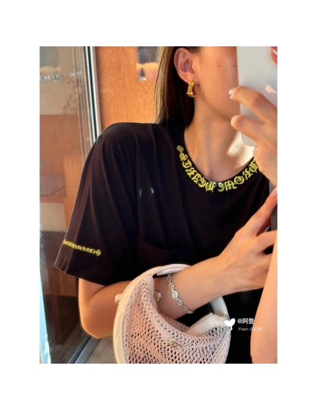 Chrome Hearts Collar Button Letter Print Short Sleeve 206