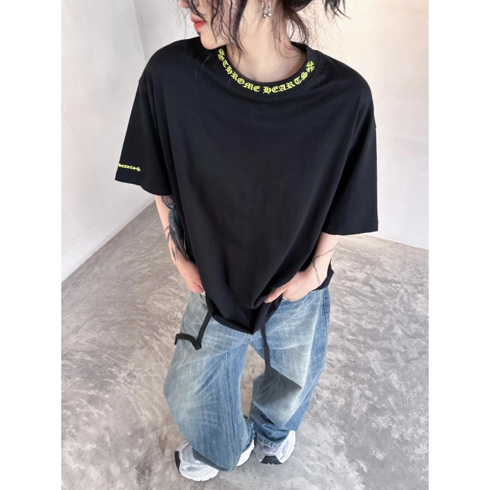 Chrome Hearts Collar Button Letter Print Short Sleeve 206