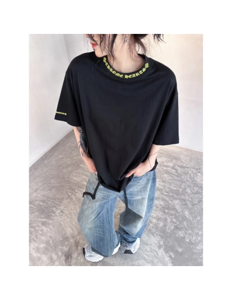 Chrome Hearts Collar Button Letter Print Short Sleeve 206
