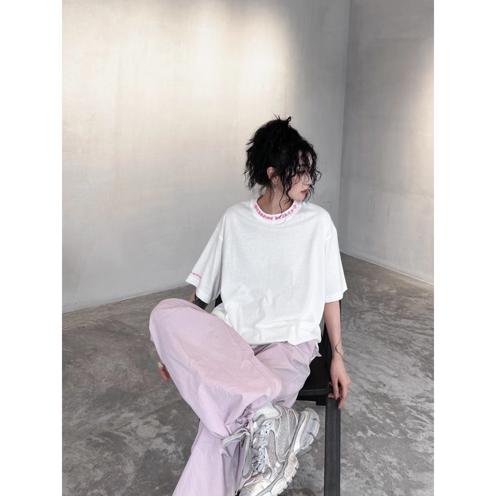 Chrome Hearts Collar Button Letter Print Short Sleeve 207